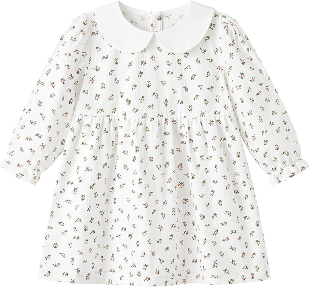 pureborn Baby Toddler Girl Dress Short and Long Sleeve Cotton Playwear Dresses 0-6T | Amazon (US)