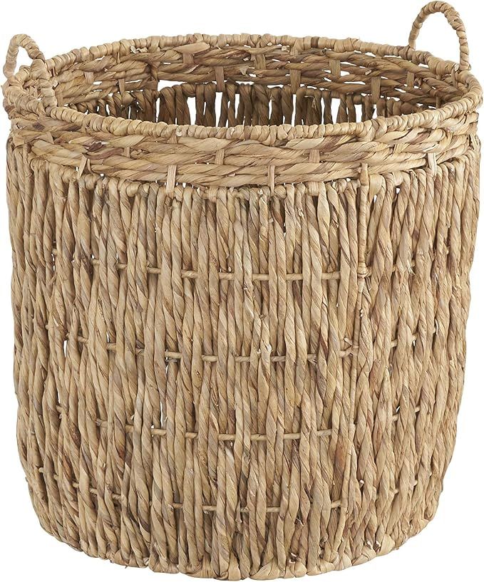 Household Essentials Tall Round Wicker Storage Basket | Brown, Natural Water Hyacinth | Amazon (US)