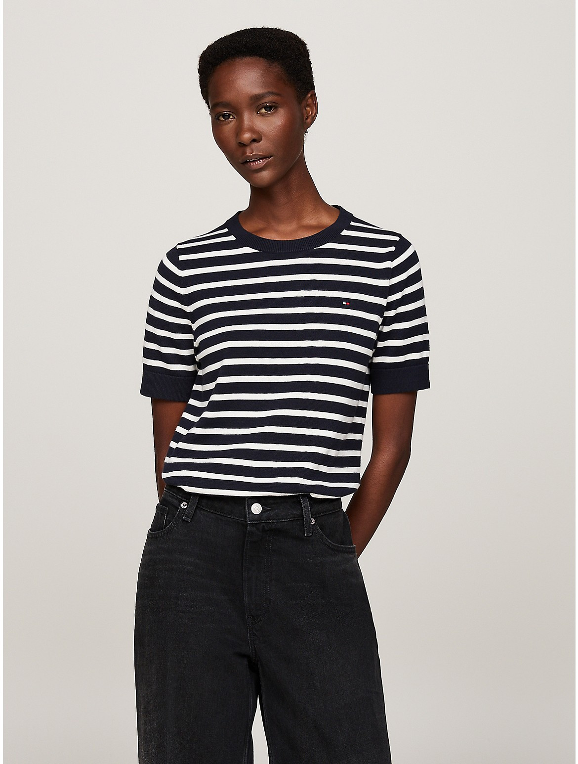 Tommy Hilfiger Women's Organic Cotton Jersey Crewneck Sweater - Navy - XS | Tommy Hilfiger (US)