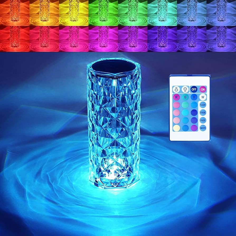 BGFHome Crystal Table Lamp RGB Color Changing Night Light ，Romantic LED Rose Diamond Touch Lamp... | Amazon (US)