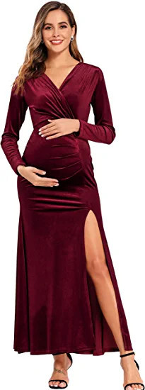 Babalet Women's Elegant Velvet Formal Dress Bodycon Wedding Guest Long Sleeve Dress | Amazon (US)