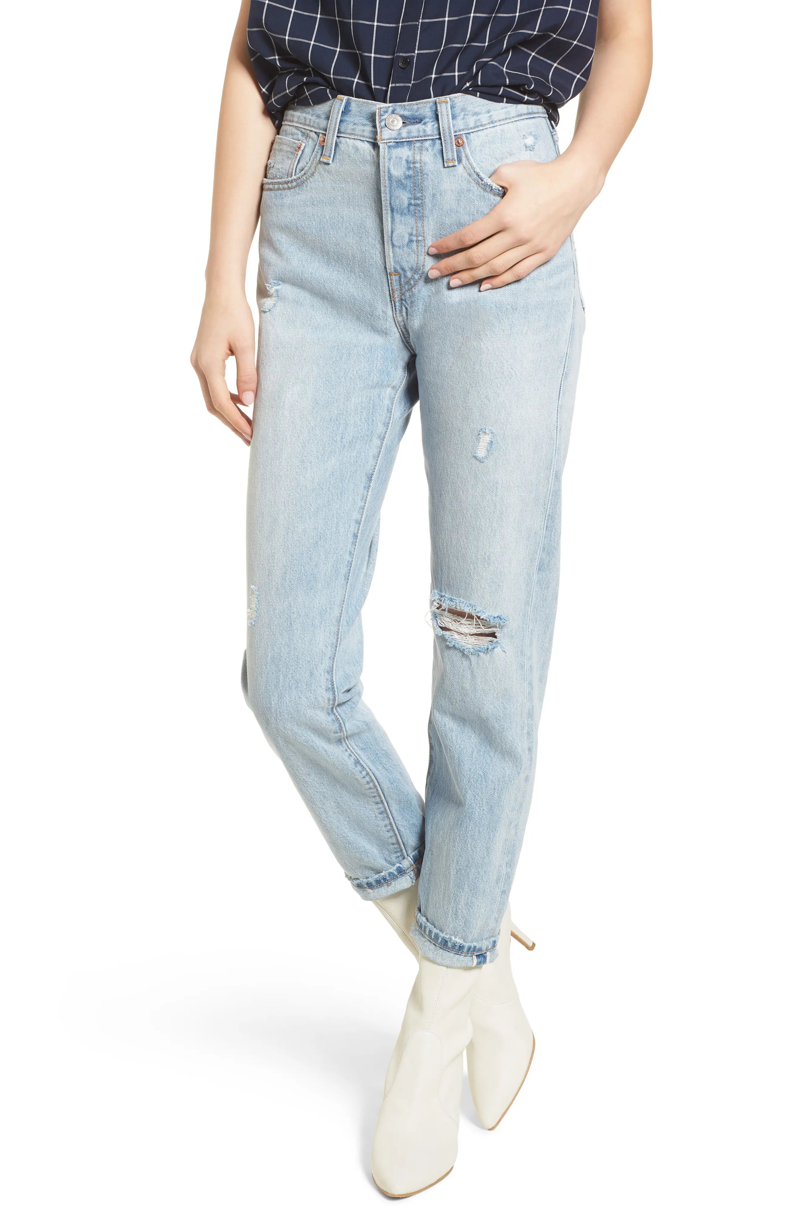 Levi's® Wedgie Icon Fit Ripped High Waist Ankle Jeans (Desert Delta) | Nordstrom