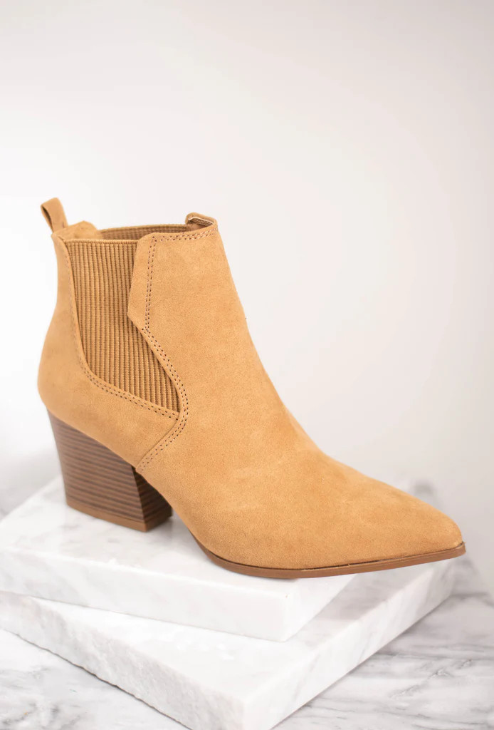 Rule Breaker Taupe Brown Heeled Booties | The Mint Julep Boutique