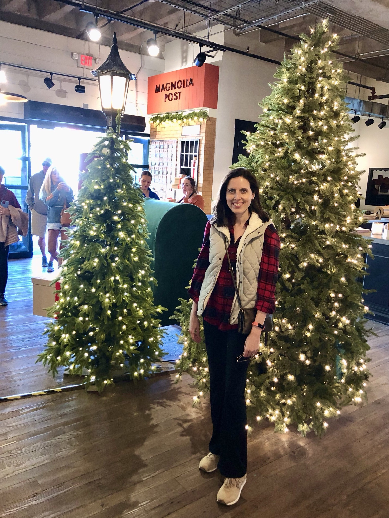 Snaps from our Texas trip, visiting magnolia market. 
When traveling we dress in layers. I packed a Sherpa and a puffer vest and wore them both different days. 

Casual Christmas outfit 
Travel outfit, plaid outfit, holiday outfit, plaid shirt, cozy outfit 

#LTKHoliday #LTKGiftGuide #LTKSeasonal