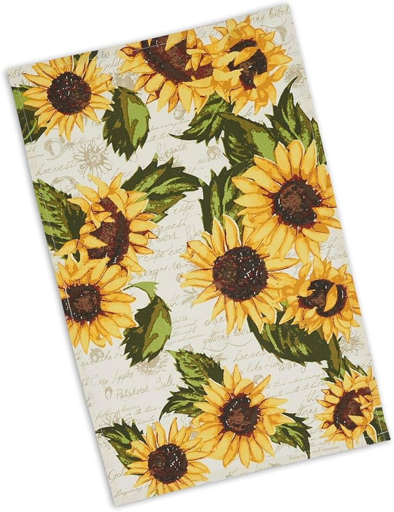 Design Imports Rustic Sunflowers Printed Dish Towel Kitchen 18" x 28" 100% Cotton | Amazon (US)