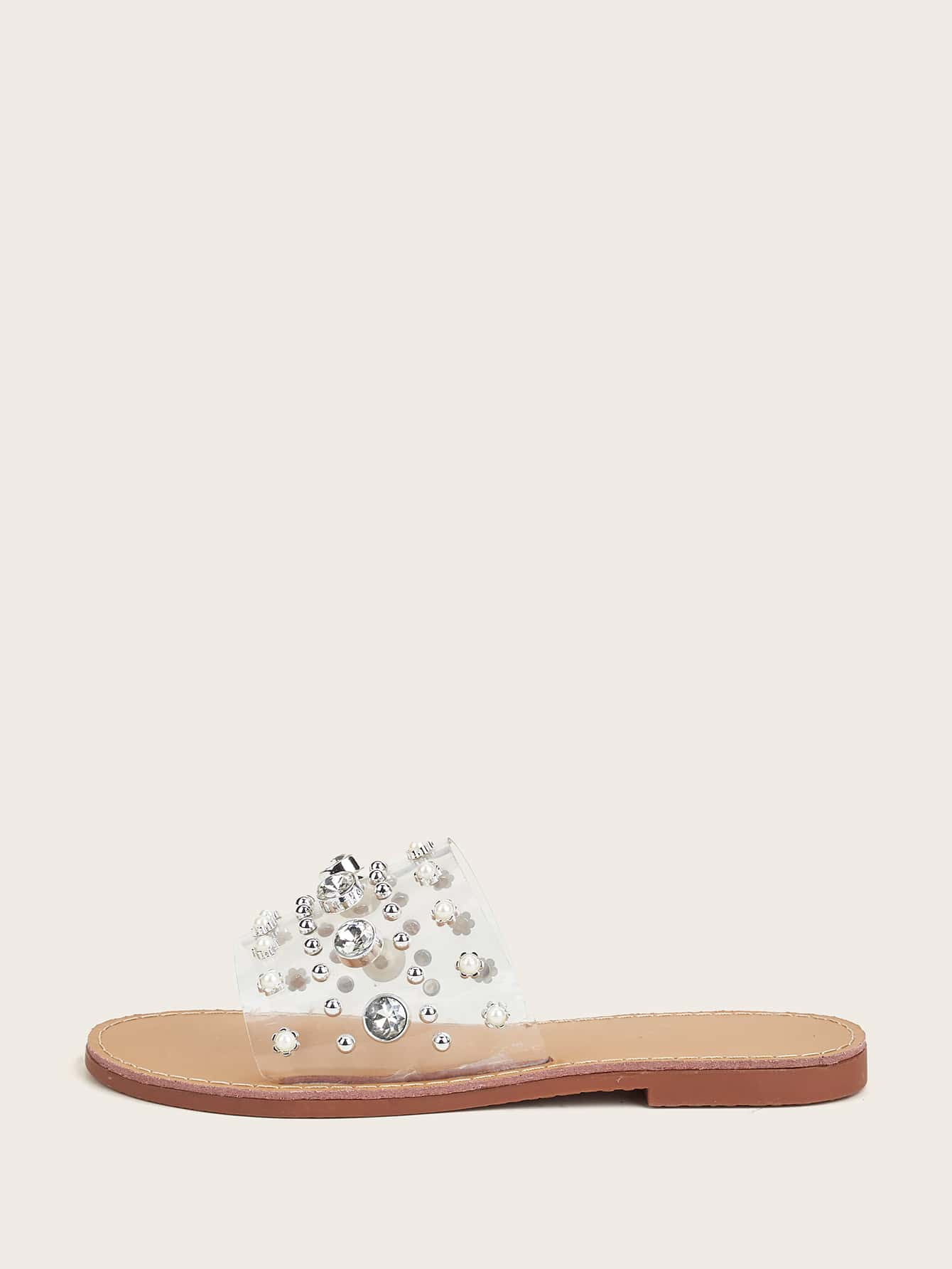 Clear Rhinestone Decor Slide Sandals | SHEIN