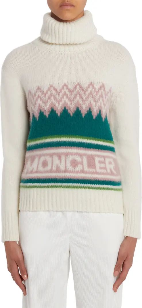 Moncler Festive Logo Intarsia Wool Turtleneck Sweater | Nordstrom | Nordstrom