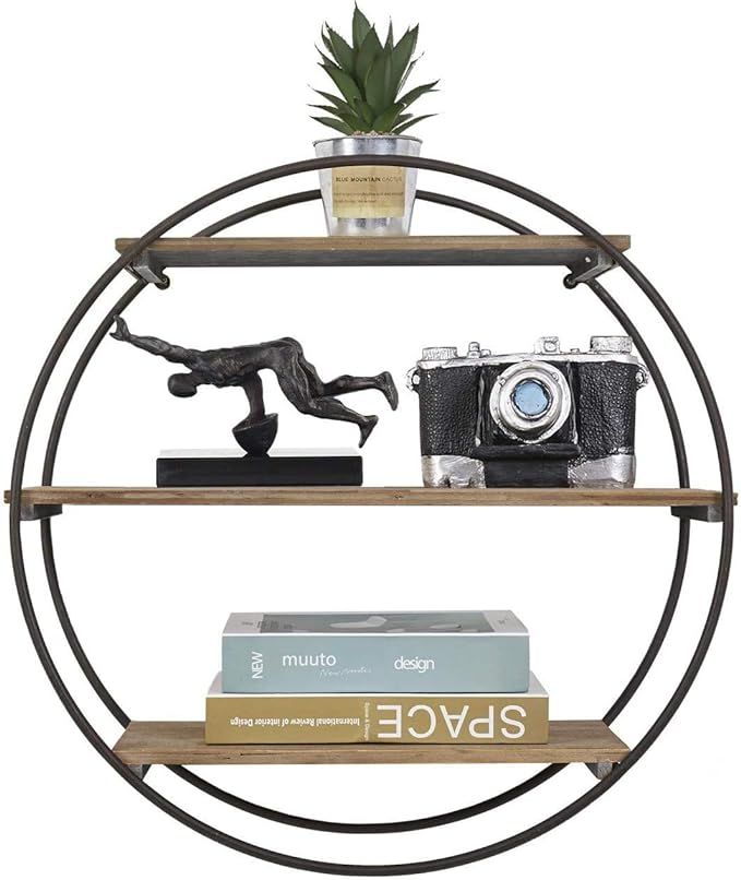 Round Circle Wall Shelves, 3 Tier Hanging Floating Display Shelf Decor for Bedroom Living Room Of... | Amazon (US)