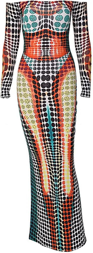Women's Long Sleeve Bodycon Dress Unique 3D Print Sexy Body-Shaping Party Clubwear Long Maxi Penc... | Amazon (US)