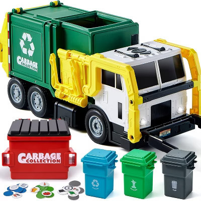 Garbage Truck Set, 16" Large Trash Truck Toys for Boys with Trash Can Lifter and Dumping Function, Toy Truck Birthday Gift for Boy Age 2-7 Years Old | Target