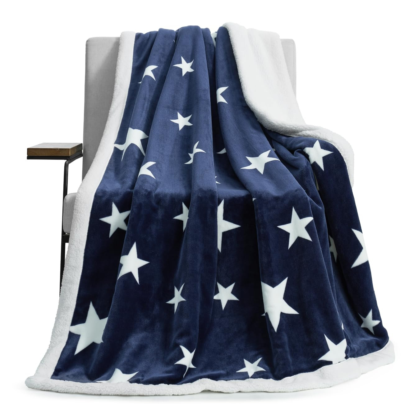 Cozy Bliss Thick Warm Sherpa Fleece Star Blanket, Double Sided Patriotic Throw Blanket Fluffy Sof... | Amazon (US)