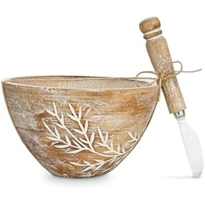Mud Pie Carved Fern Dip Bowl Set (Eucalyptus) | Amazon (US)