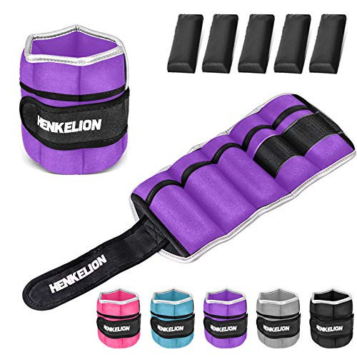 Henkelion 1 Pair 10 Lbs Adjustable Ankle Weights For Women Men Kids, Strength Training Wrist Weights Ankle Weights Set For Gym, Fitness Workout, Running, Lifting Exercise - each 5 Lbs Purple | Amazon (US)