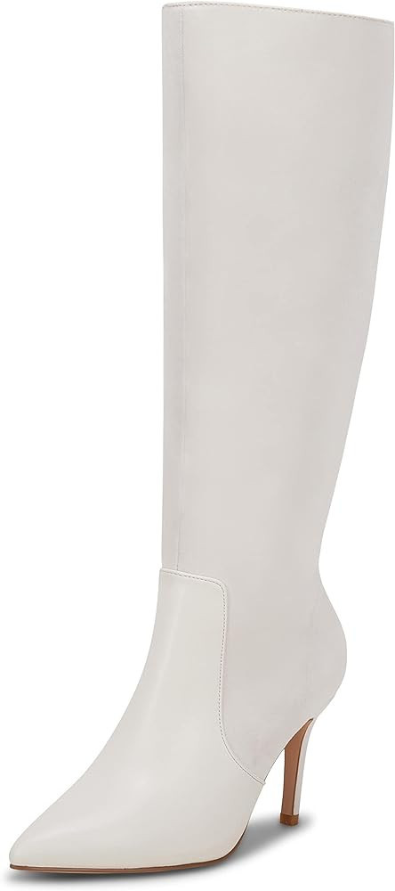 Coutgo Womens Pointed Toe Knee High Boots Heels Faux Leather Suede Side Zipper Stretch Winter Boo... | Amazon (US)