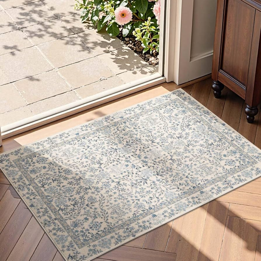 jinchan Zenith Floral 2x3 Rug for Entryway Washable Kitchen Mat Non-Slip Low-Pile Soft Small Rug ... | Amazon (US)