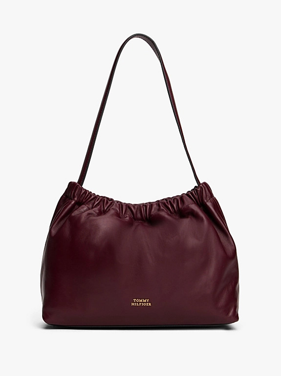 Schultertasche aus softem Leder mit Logo-Emblem | Tommy Hilfiger (DE)