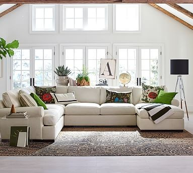 Townsend Roll Arm Upholstered 4-Piece Chaise Sectional | Pottery Barn (US)