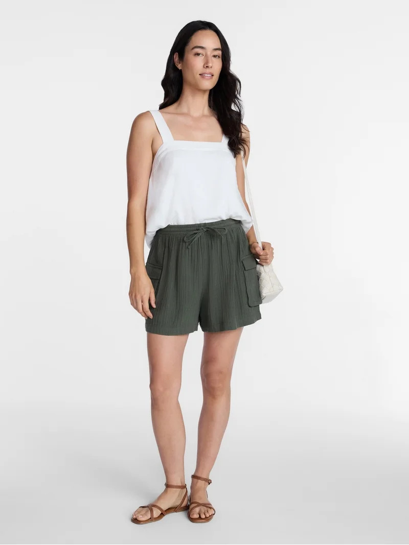 Time and Tru Women's Double Cloth Cargo Shorts, Sizes XS-XXXL - Walmart.com | Walmart (US)