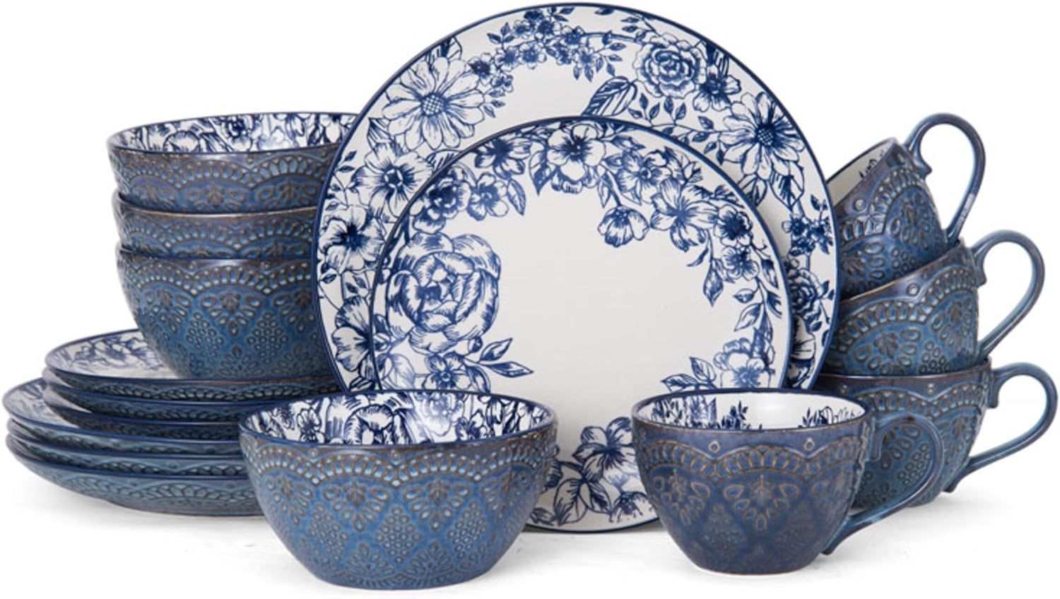 Pfaltzgraff 5216941 Gabriela Blue 16-Piece Dinnerware Set, Service for 4 | Amazon (US)