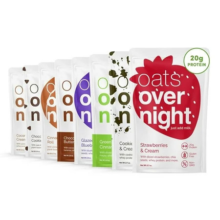 Oats Overnight Party Variety Pack - High Protein, High Fiber Breakfast Protein Shake (8 Pack) | Walmart (US)