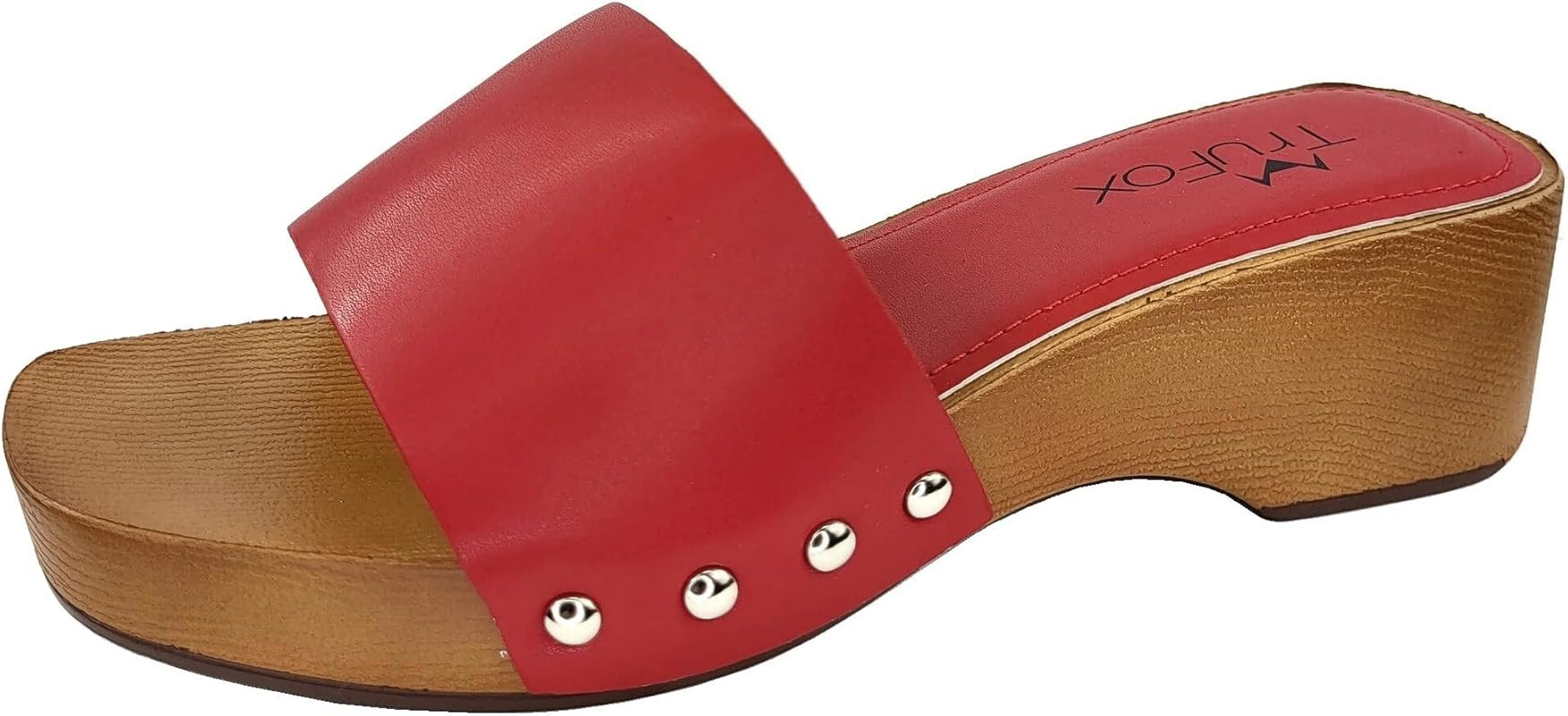 TruFox Classic Slide Sandals Low Heel Lightweight Faux Wood | Amazon (US)