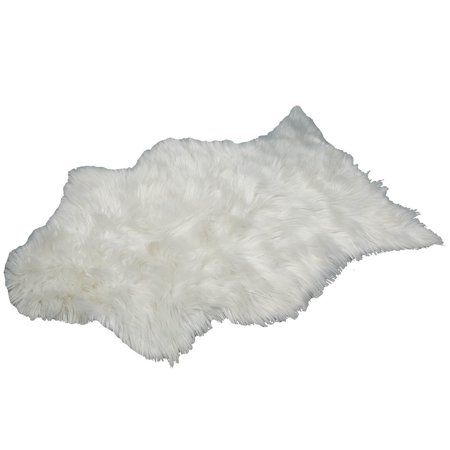 White Faux Sheepskin Rug Polyester Luxurious Style - Measures 35 1/2 Long x 25 1/2 Wide x 3/4 High | Walmart (US)