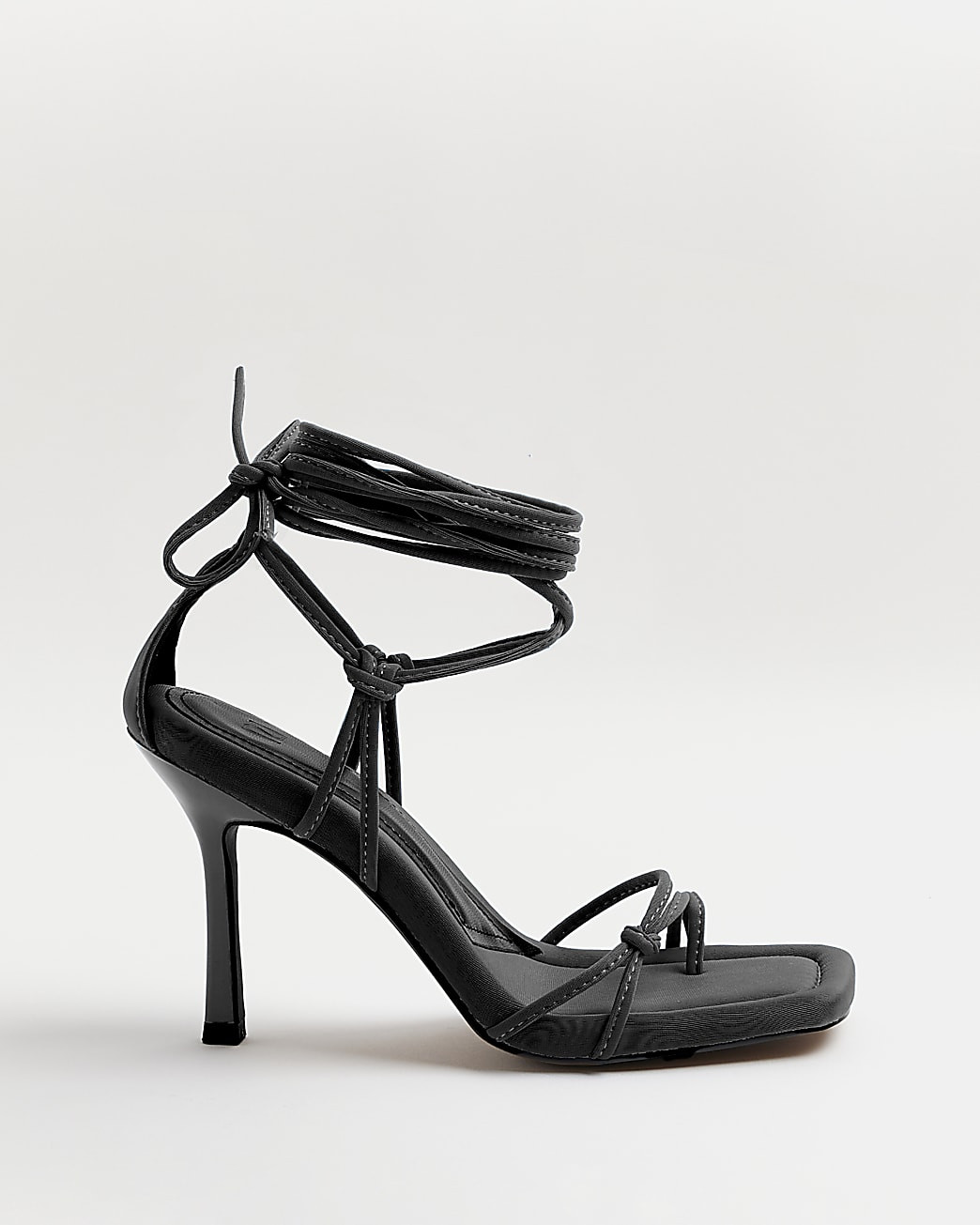 Black strappy tie up heeled sandals | River Island (UK & IE)