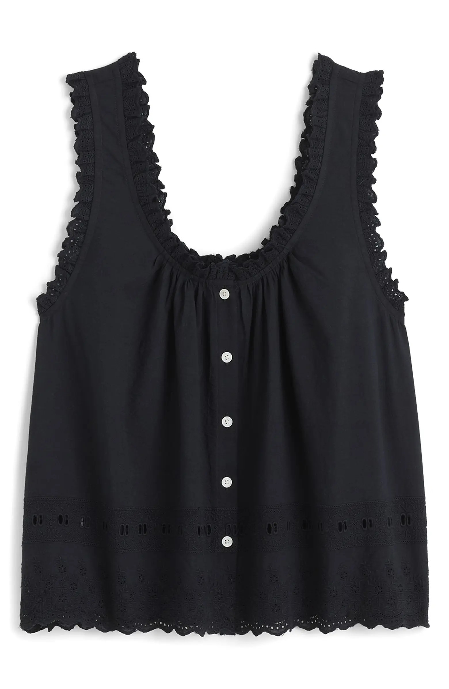 Madewell Embroidered Ruffle Trim Sleeveless Top | Nordstrom | Nordstrom