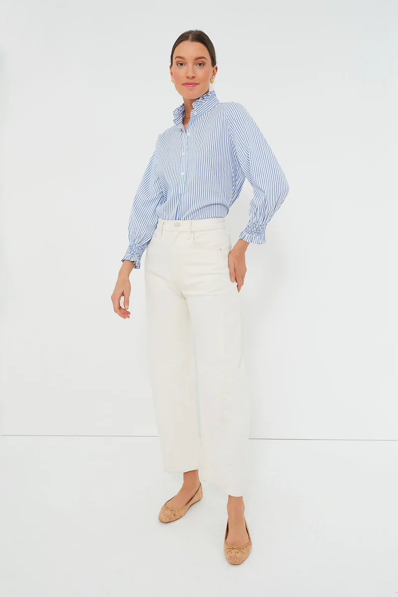Blue and White Stripe Teagan Popover Top | Tuckernuck (US)