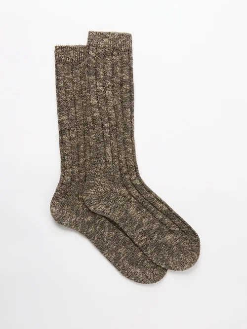 Raey - Ribbed Cotton Hiking Socks - Womens - Black | Matches (US)