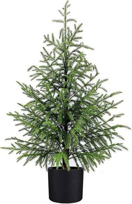 3FT Artificial Norfolk Pine Christmas Tree Real Touch Faux Tree with Black Pot, Realistic Indoor ... | Amazon (US)