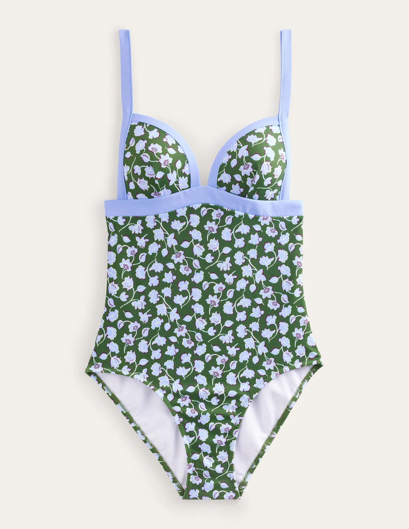 Triangle Panelled Swimsuit - Winter Green, Blue Floral | Boden (US)