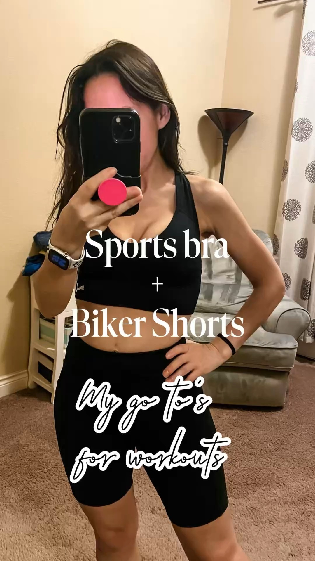 Workout Style I swear by. 
Puma Sports bra and biker shorts. 
These are my go to for runs and hopping on the Peloton bike. 
Sports bra has adjustable convertible straps.

#LTKfitnessgoals #LTKOver40 #LTKActive