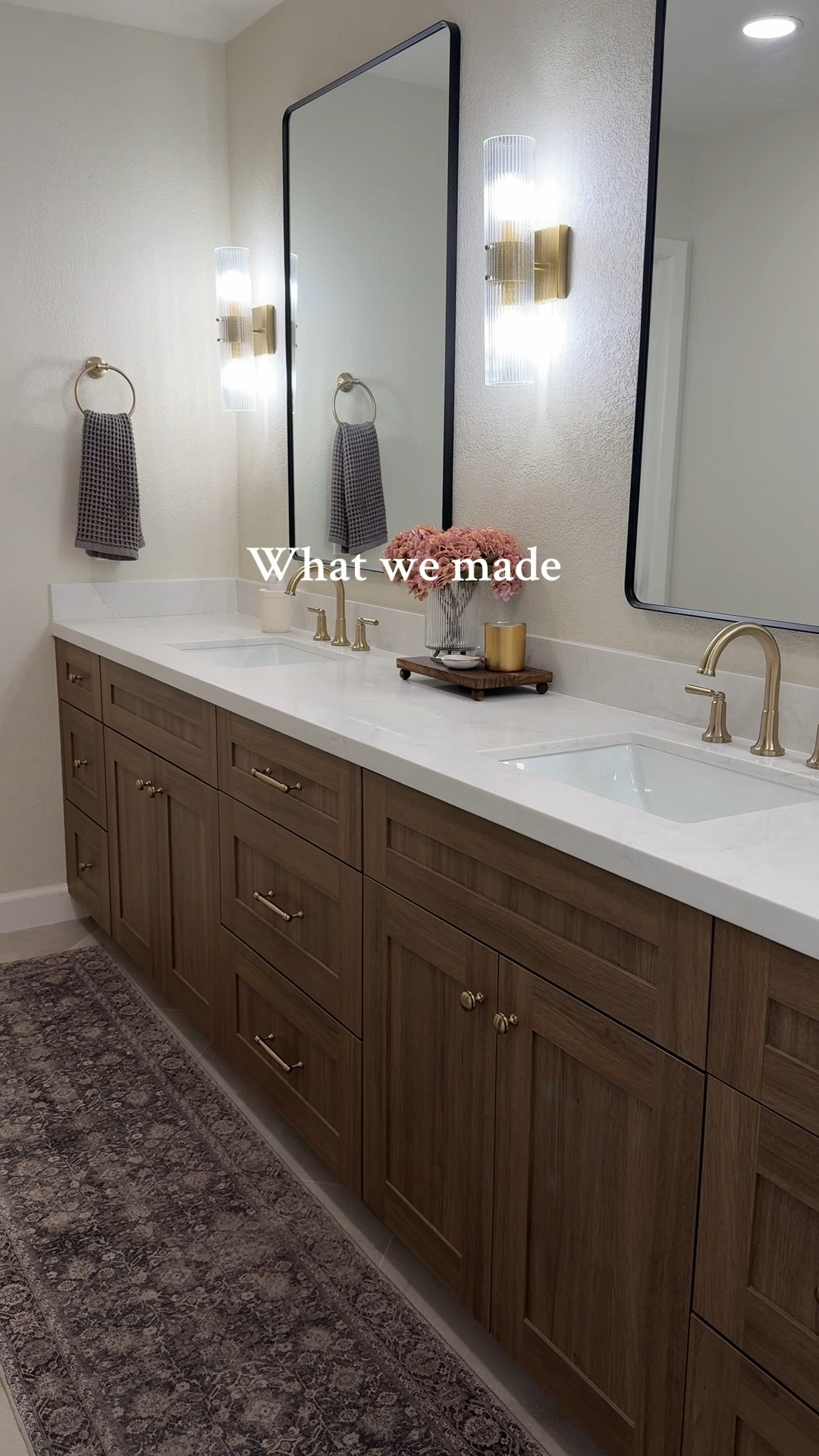 All the details from our bathroom remodel 😍 
•••
Master bathroom, master bath, primary bathroom, soaking tub, free standing tub, delta champagne bronze, champagne bronze, faucet, sink faucet, gold faucet, shower trim, gold shower, bathroom decor


#LTKStyleTip #LTKHome #LTKSeasonal