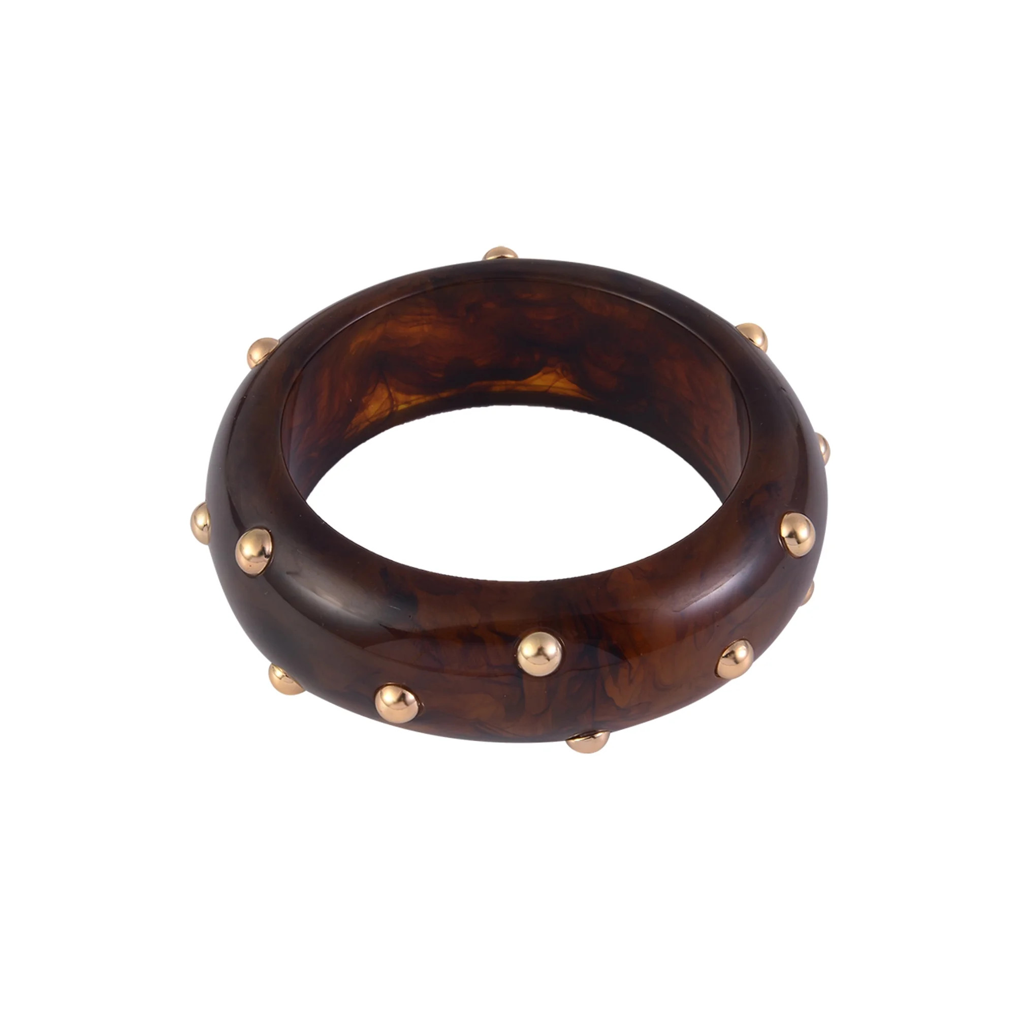 Time and Tru Women's Tort Acrylic with Goldtone Beads Bangle Bracelet | Walmart (US)