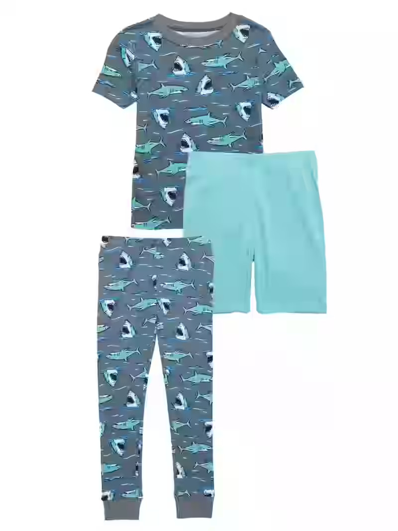 Wonder Nation Boys Short Sleeve Top, Pants and Shorts Pajama Sleep Set, 3-Piece, Sizes 4-10 | Walmart (US)