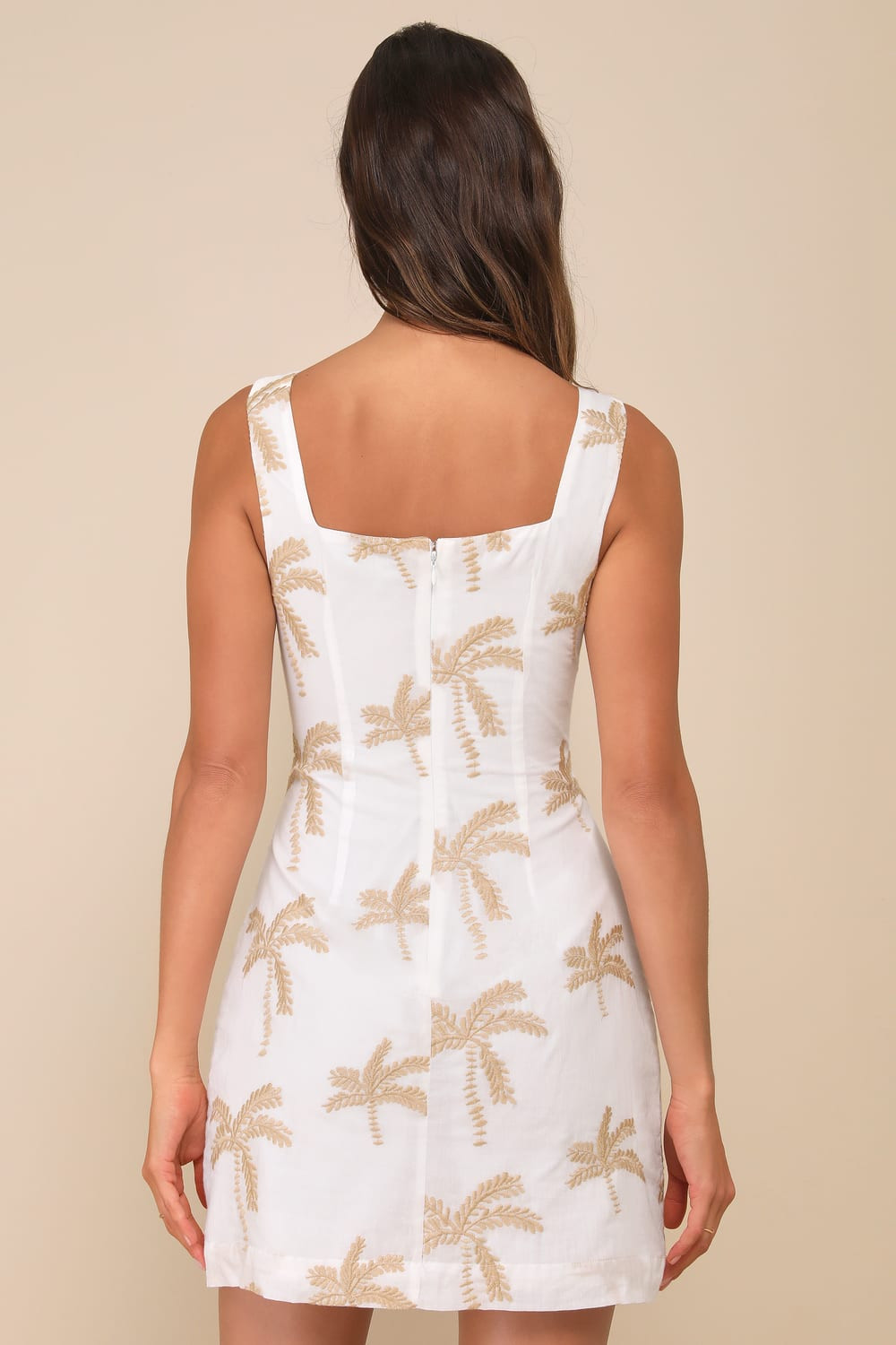 Flawlessly Breezy Ivory Palm Tree Embroidered Mini Dress | Lulus