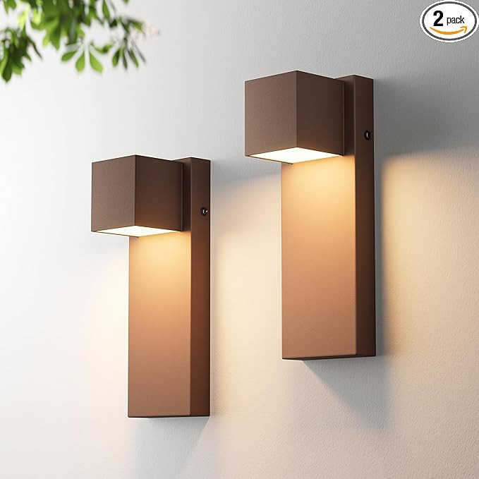 2 Pack 13" Modern Outdoor Led Wall Light,16W 3000K 1200Lumen Porch & Patio Hardwired Wall Mount W... | Amazon (US)