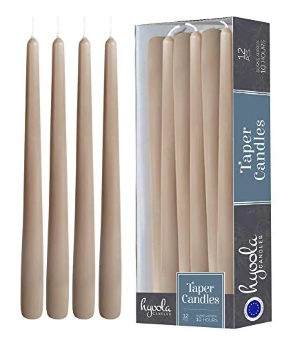 Hyoola, 12" Taupe Brown Taper Candles - Dripless Tapers (12 Pack) | Walmart (US)
