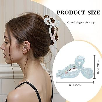 Lourny Acrylic Bow Claw Clips for Women, 2PCS Large The Rhinestone Pattern In Red Cherry Shape Ha... | Amazon (US)