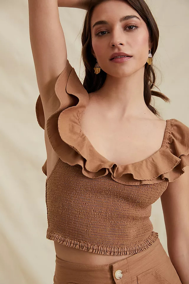 Maeve Ruffled Smocked Top | Anthropologie (US)