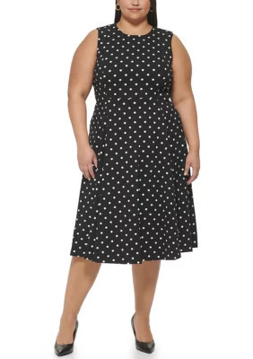 Calvin Klein Women's Plus Size Sleeveless Polka Dot Dress | Belk