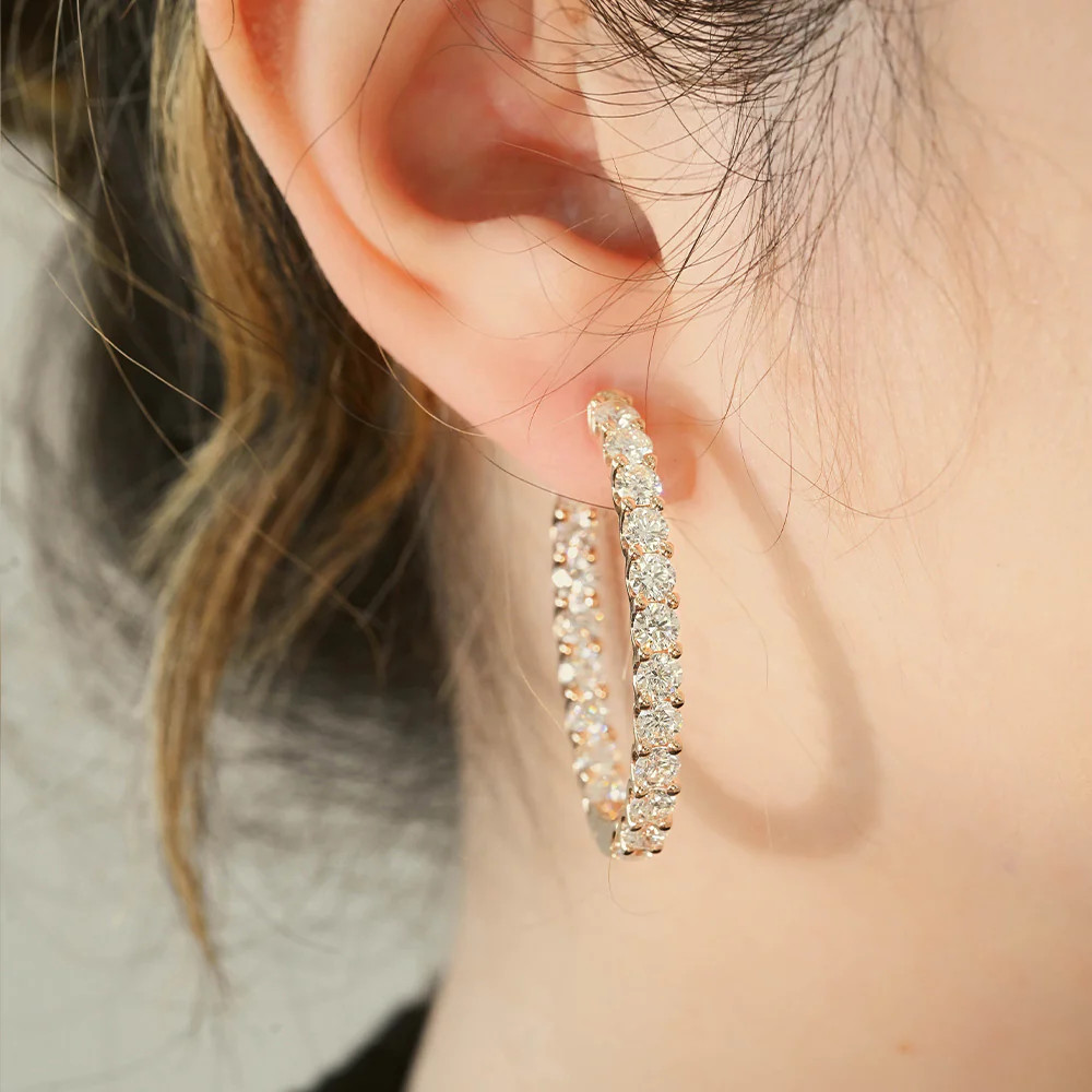 Diamond Oval Hoop Earrings | Happy Jewelers