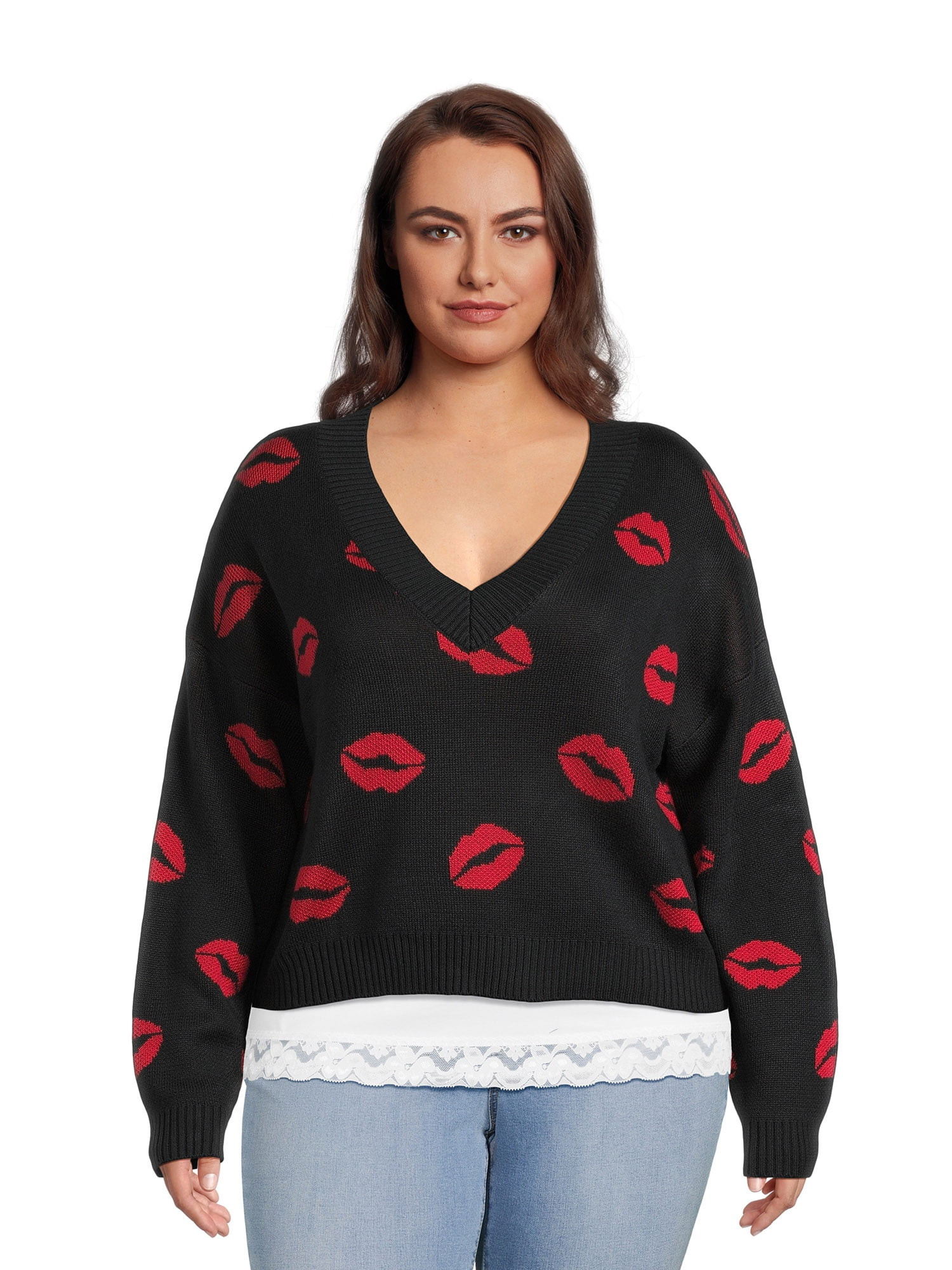 Madden NYC Juniors Plus Dolman Sleeve Jacquard Sweater, Midweight | Walmart (US)