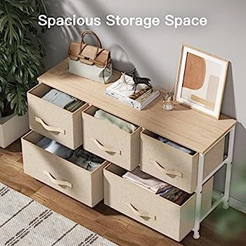 Pipishell Fabric Dresser, Dresser for Bedroom with 5 Drawers, Wide Dresser Storage Tower Organize... | Amazon (US)