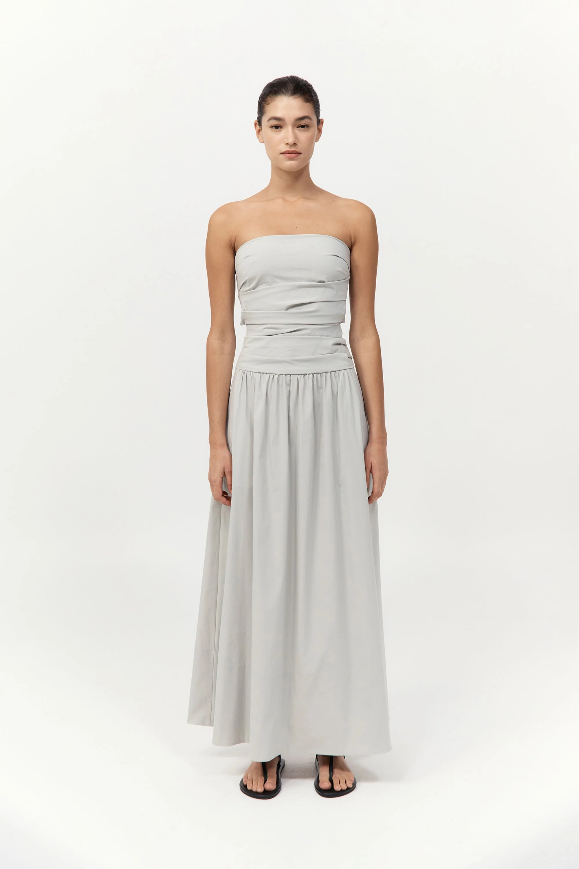 Gathered Strapless Tie Back Dress - Silver | St. Agni (US, UK, EU)
