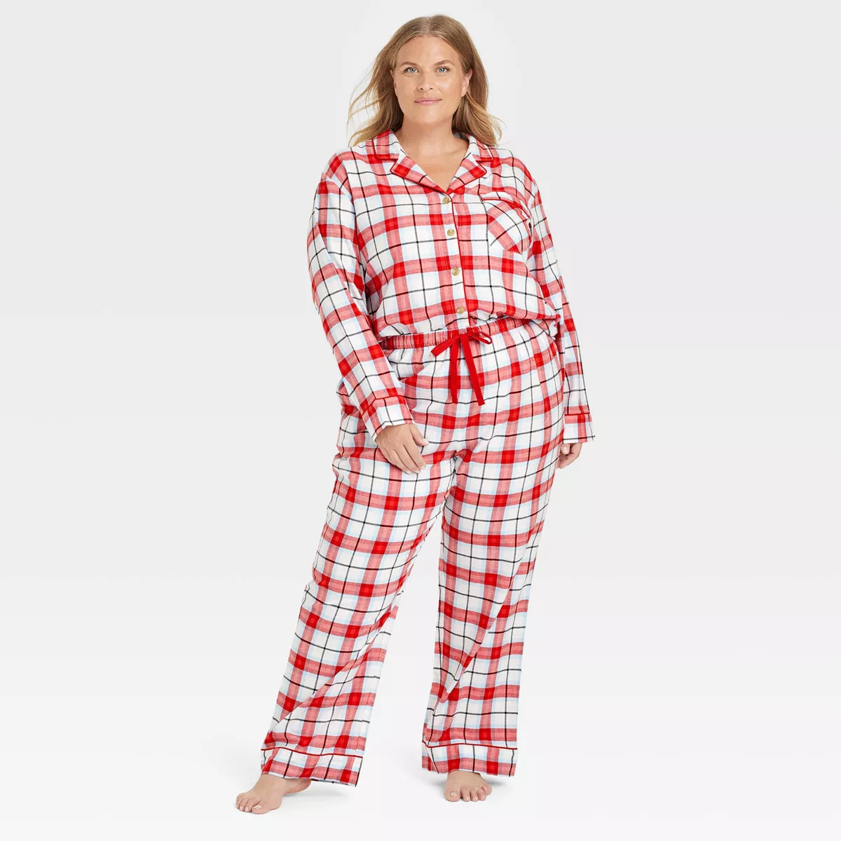 Women's Plaid Flannel Holiday Matching Family Pajama Set - Wondershop™ White 2X | Target