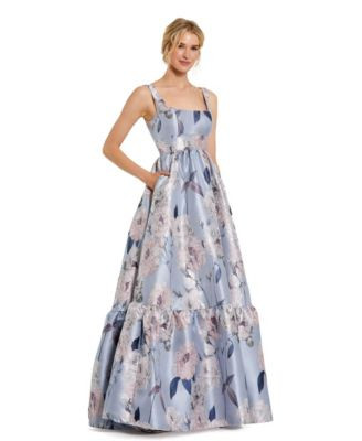 Mac Duggal Women's Floral Brocade Scoop Neck Sleeveless A-Line Gown - Blue multi | Macy's