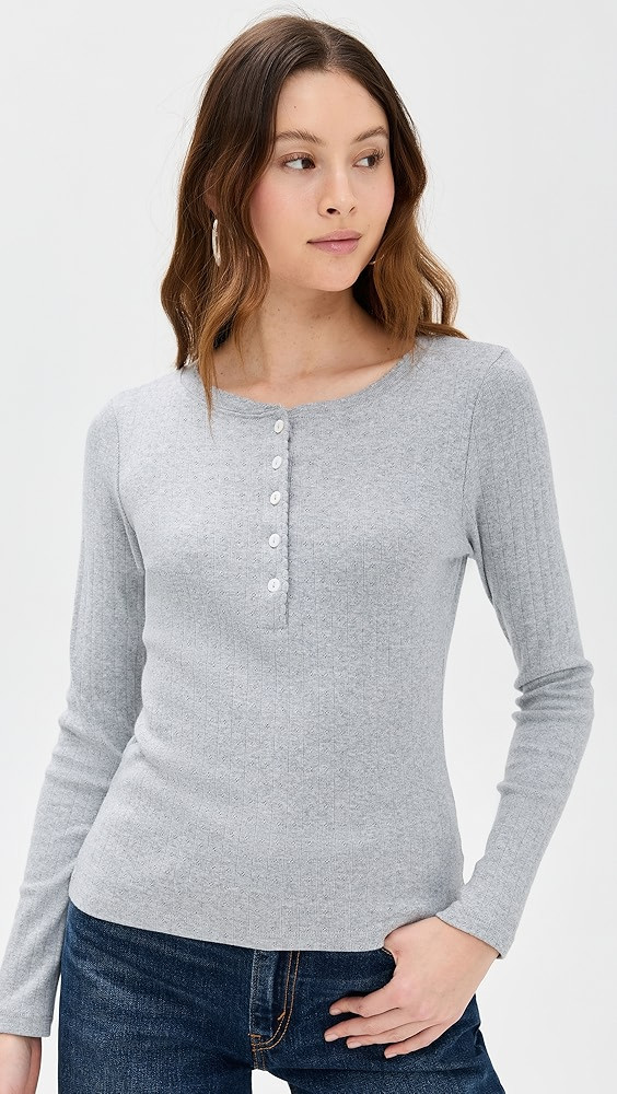 Marea Pointelle Long Sleeve Henley | Shopbop | Shopbop