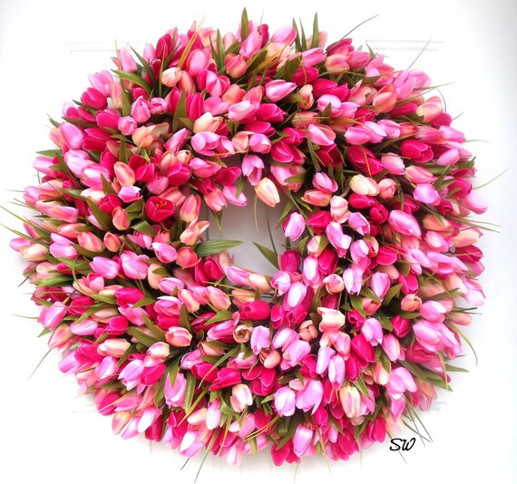Spring Tulip Wreath Made to Order-pinkseaster | Etsy | Etsy (US)
